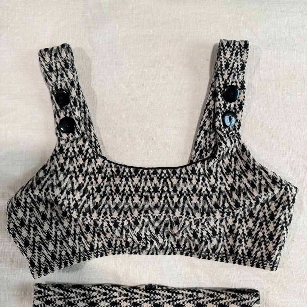 Seea Georgia Bikini Set Top Medium & High Waisted Bottoms Small in Aries Print - Picture 6 of 16